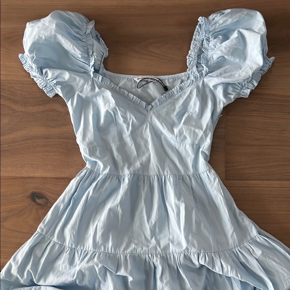 Light Blue Puff Sleeve Dress